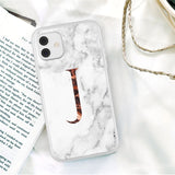 Initial Letter A Z Crown Soft Matte Marble Phone Case For iPhone 12 11 Series