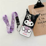 Cute Cartoon Lanyard Strap Silicone Shockproof Phone Case For iPhone 12 11 Series