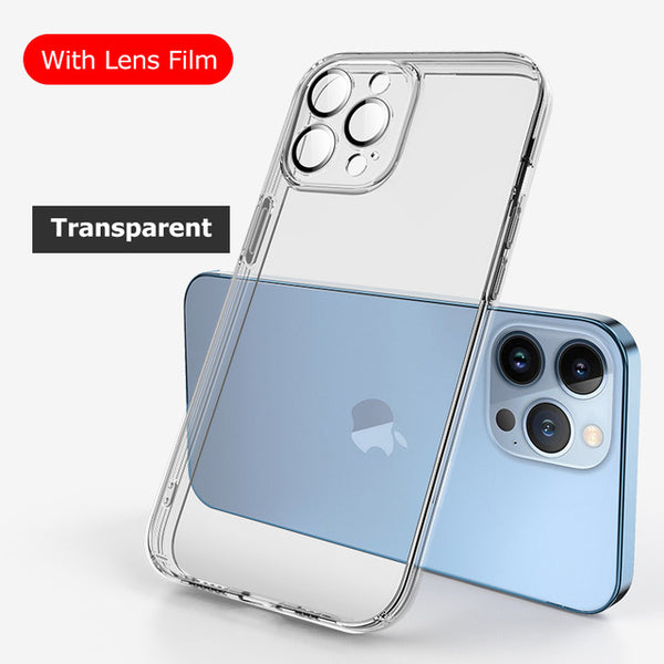 Luxury Plating Frame Soft Silicone Case with Lens Film for iPhone 13 12 11 Pro Max Mini
