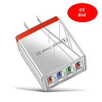 EU US UK Plug 4 Ports Charger Quick Charge 3.0 Wall for iPhone Samsung Xiaomi Huawei