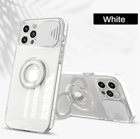 Slide Camera Protector Transparent Silicone Case with Ring Holder For iPhone 13 Series