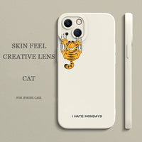 Cute Yellow Cat Scratch on Your I Hate Monday Case For iPhone 14 13 12 series