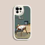 Cute Lazy Cat Good Luck Case For iPhone 14 13 12 series