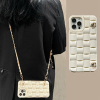 Luxury Weave Crossbody Lanyard Silicone Case for iPhone 14 13 12 series