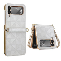 Diamond Texture Leather Case Crossbody Chain for Samsung Galaxy Z Flip 3