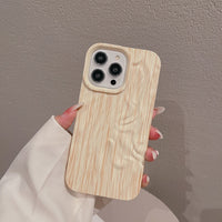 Wooden Grain Texture Solid Color Shockproof Soft Case For iPhone 14 13 12 series