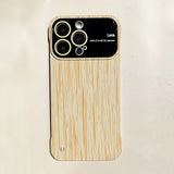 Slim Wood Pattern Frameless Lens Protector Hard PC Case For iPhone 14 13 12 series