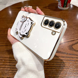 Cute Fold Fortune Cat Stand Holder Soft Case For Samsung Galaxy S23 S22 S21 series