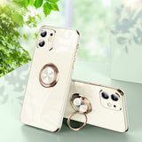 Square Bumper Plating Cover With Ring Holder Soft Silicone Case For iPhone 12 11 Series