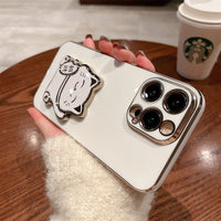 Cartoon Fortune Cute Maneki Neko Cat Stand Holder Case for iPhone 14 13 12 series