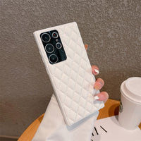 3D Luxury Diamond Lattice Leather Pattern Soft Case For Samsung Galaxy S23 series