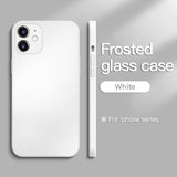 Original Square Frosted Tempered Glass Phone Case For iPhone 12 11 Series