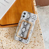 3D Metal Buckle Hard Leather Case for iPhone 12 11 Series