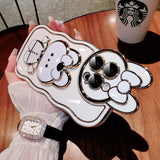 New Cartoon Rabbit Case With Makeup Mirror Holder For iPhone 14 13 12 series