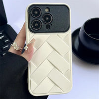 Braided Mesh Woven Grid Soft TPU Shockproof Case With Lens Protection for iPhone 15 14 13 12 series