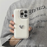 Lovely Heart Pattern Matte Soft Case For iPhone 15 14 13 12 series