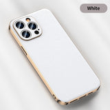 Luxury Plating Shockproof Lens Protection Leather Case for iPhone 14 13 12 series