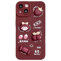3D Cartoon Cherry Candy Girls Phone Case for iPhone 13 12 11 Series