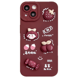 3D Cartoon Cherry Candy Girls Phone Case for iPhone 13 12 11 Series