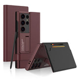 Luxury PU Leather Hard PC Magnetic Buckle Bracket Card Holder Flip Case for Samsung Galaxy S24 series