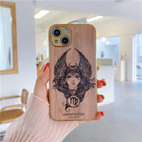 3D Relief Plating Frame Classic Wood Grain Case for iPhone 13 12 11 Series