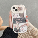 Cute Bear Slide Camera Protection Cartoon Soft Silicone Case for iPhone 14 13 12 series