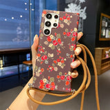 Luxury Cartoon Flower Crossbody Lanyard Case For Samsung Galaxy S22 series