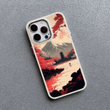 Japanese Aesthetic Mount Fuji Landscape Silicone Case For iPhone 15 14 13 series