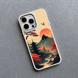 Japanese Aesthetic Mount Fuji Landscape Silicone Case For iPhone 15 14 13 series