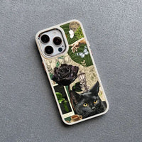 Creative Black Cat Illustration Gorgeous Nature Silicone Case for iPhone 15 14 13 series