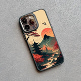 Japanese Aesthetic Mount Fuji Landscape Silicone Case For iPhone 15 14 13 series