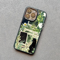 Creative Black Cat Illustration Gorgeous Nature Silicone Case for iPhone 15 14 13 series