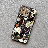 Creative Black Cat Illustration Gorgeous Nature Silicone Case for iPhone 15 14 13 series