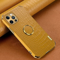 Genuine Leather Magnetic Car Holder Case For iPhone 12 11 Series