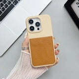 Contrast Color Premium PU Leather Card Holder Wallet Case For iPhone 15 14 13 12 series