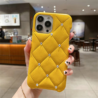 Matte 3D Diamond Leather Texture Case For iPhone 14 13 12 series