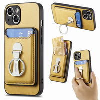 2 in 1 Detachable Magnetic Cards Bag Wallet Leather Case With Ring Holder For iPhone 15 14 13 12 series