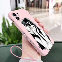 Terror Horror Anime Silicone Case With Hand Strap For iPhone 14 13 12 series