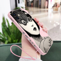 Terror Horror Anime Silicone Case With Hand Strap For iPhone 14 13 12 series