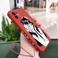 Terror Horror Anime Silicone Case With Hand Strap For iPhone 14 13 12 series