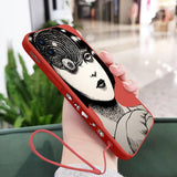 Terror Horror Anime Silicone Case With Hand Strap For iPhone 14 13 12 series