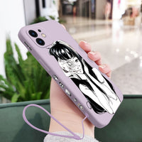 Terror Horror Anime Silicone Case With Hand Strap For iPhone 14 13 12 series