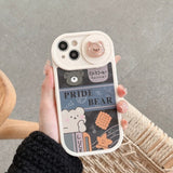 Cute Bear Slide Camera Protection Cartoon Soft Silicone Case for iPhone 14 13 12 series