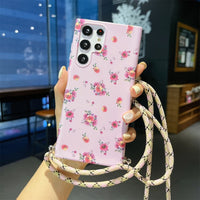 Luxury Cartoon Flower Crossbody Lanyard Case For Samsung Galaxy S22 series