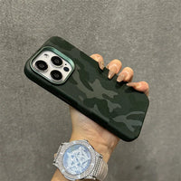 Camouflage Leather Magsafe Wireless Charging Shockproof Case for iPhone 15 14 13 12 series