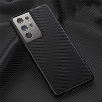 Carbon Fiber PU Leather PC Phone Case for Samsung S21 S20 Series
