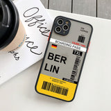 Fashion Design New York Seoul Tokyo Boarding Pass Ticket Case for iPhone 14 13 12 series