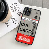 Fashion Design New York Seoul Tokyo Boarding Pass Ticket Case for iPhone 14 13 12 series