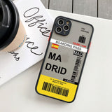 Fashion Design New York Seoul Tokyo Boarding Pass Ticket Case for iPhone 14 13 12 series