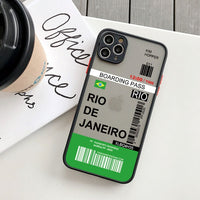 Fashion Design New York Seoul Tokyo Boarding Pass Ticket Case for iPhone 14 13 12 series